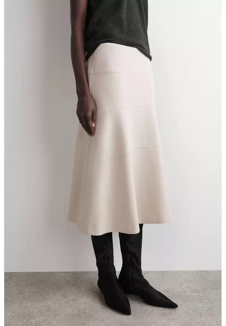 CURVED A-LINE MIDI SKIRT