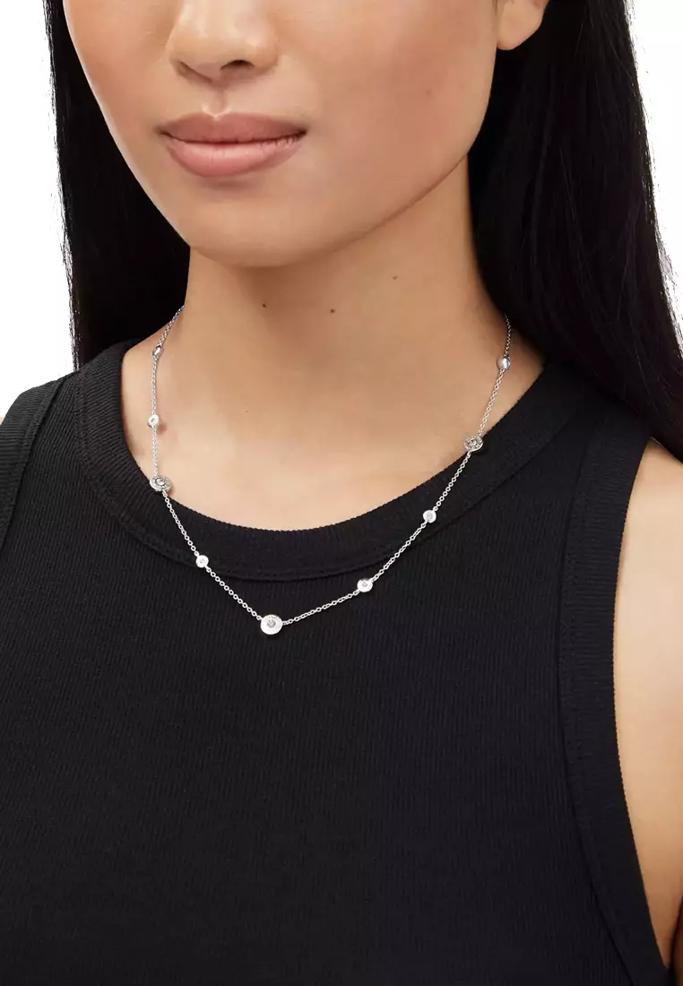 Open Circle Station Necklace in Silver CV253