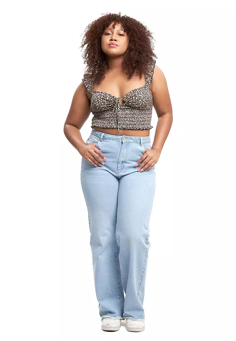 High Rise Denim Straight Leg Jeans