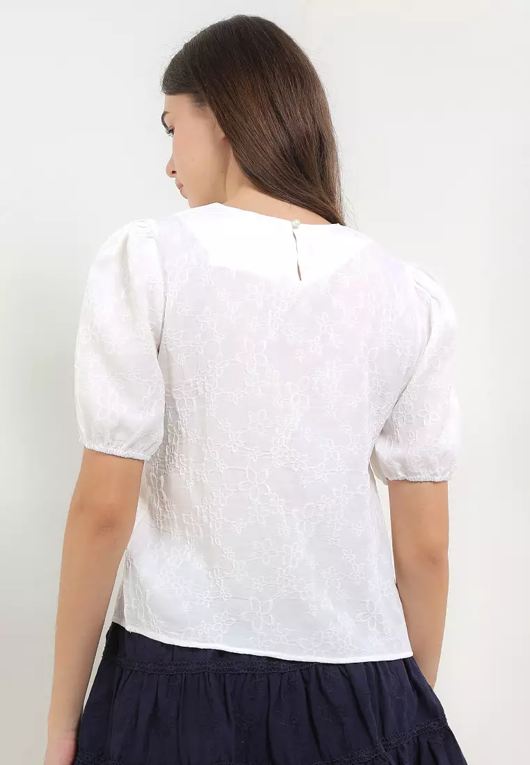 Puff S/S Flo Emboss Blouse