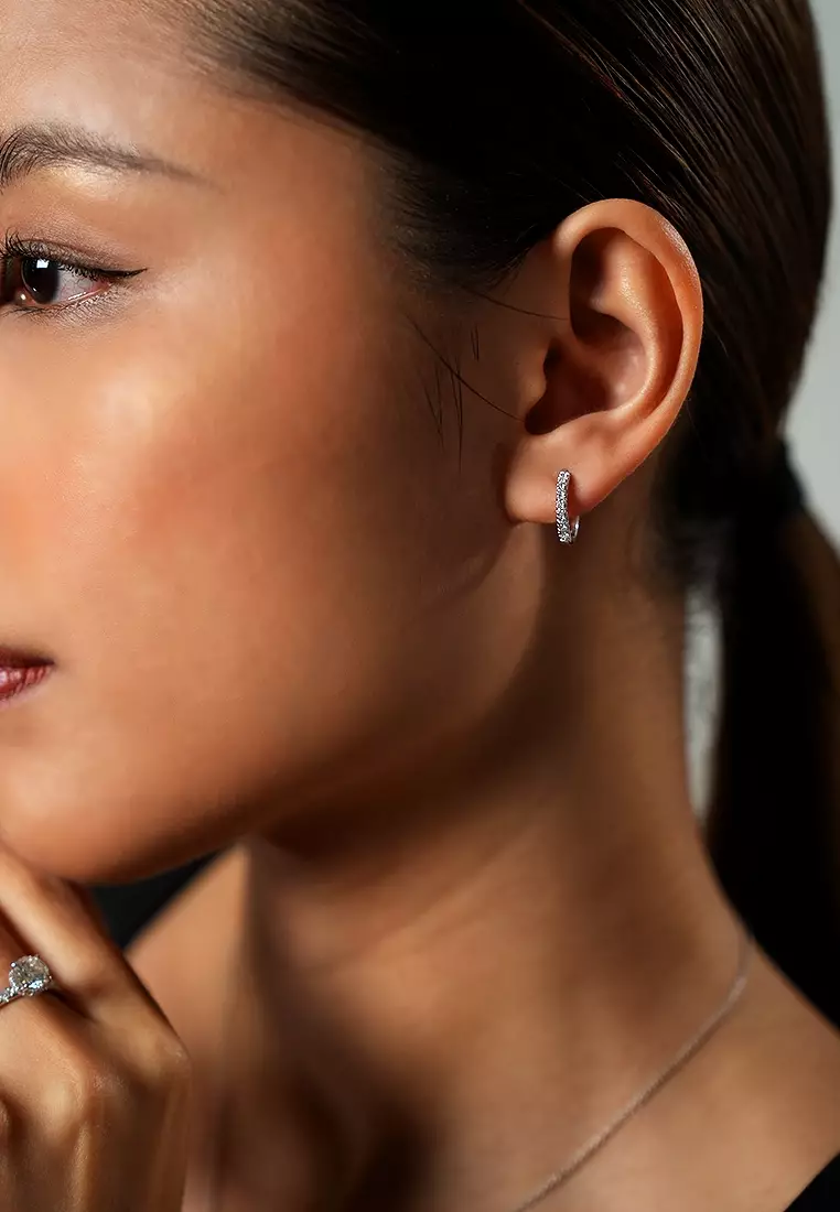 Multiway Lab Grown Diamond Mini Hoop Earrings with Pear Drop in 14K White Gold D/E-VVS/VS (0.93ct TDW)