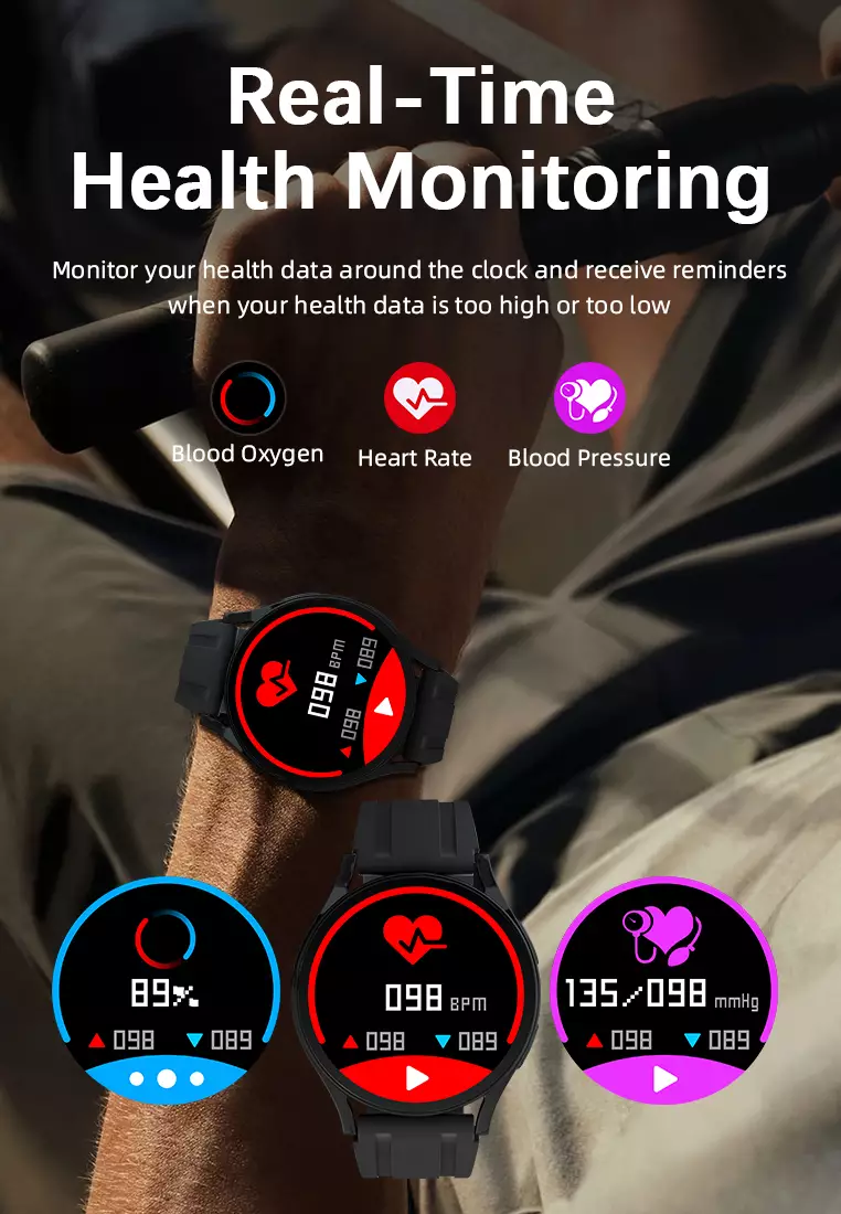 Smart Watch Pria Multiple sports mode Intelligent heart rate monitoring Jam Pintar blacksilver