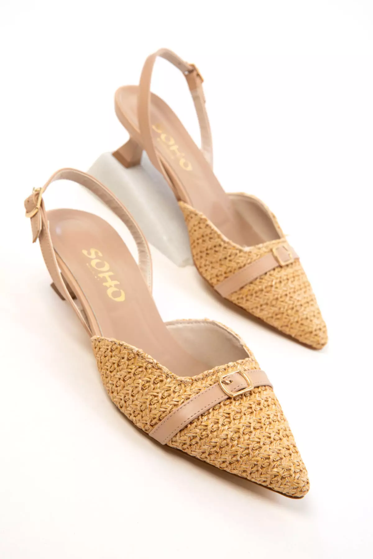 Nude Straw Women's Classic Heeled Shoes 20681