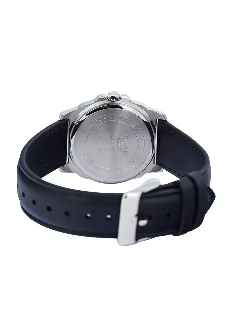 Casio - Jam Tangan Analog Pria - Silver - Black Leather Strap - MTP-E720L-1AV