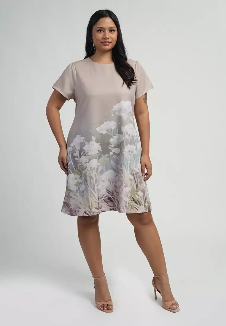 Milly Plus Size Sofella Abstract Floral Border Shift Dress