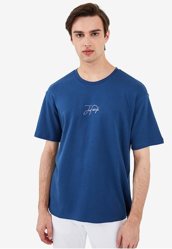 LC WAIKIKI blue Printed Combed Cotton T-Shirt 2C963AA8C0C26DGS_1