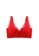 ZITIQUE red Women's Non-wired Thick 3/4 Cup Push Up Lace Trimmed Bra - Red 4C42BUSBF84B0CGS_1