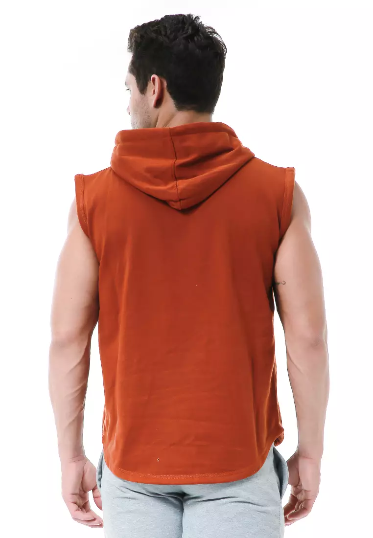 Bobby Atasan Kasual Pria Singlet Hoodie Motif Polos Sweater Tanpa Lengan Material Fleece ORIGINAL - Brown