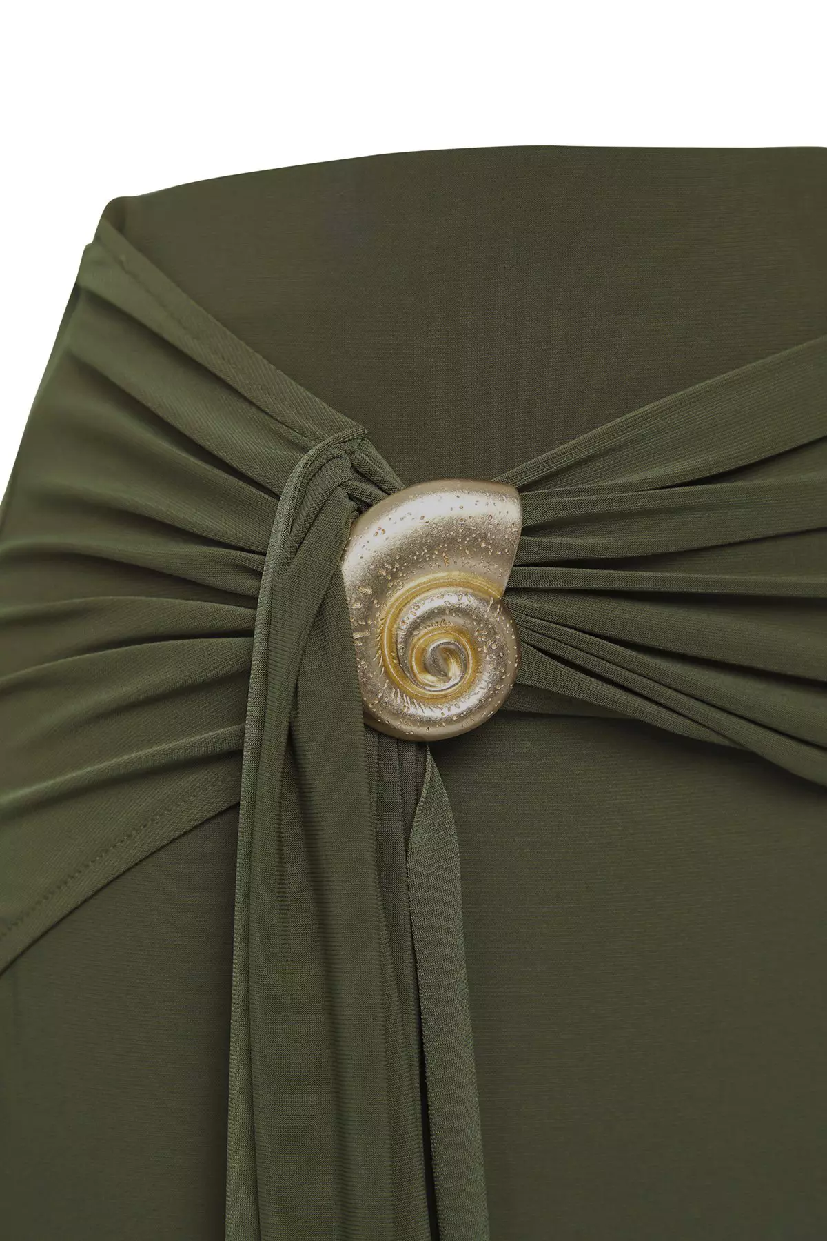 Limited Edition Khaki Fitted Accessory Detailed Knitted Long Skirt  TPRSS25ET00004