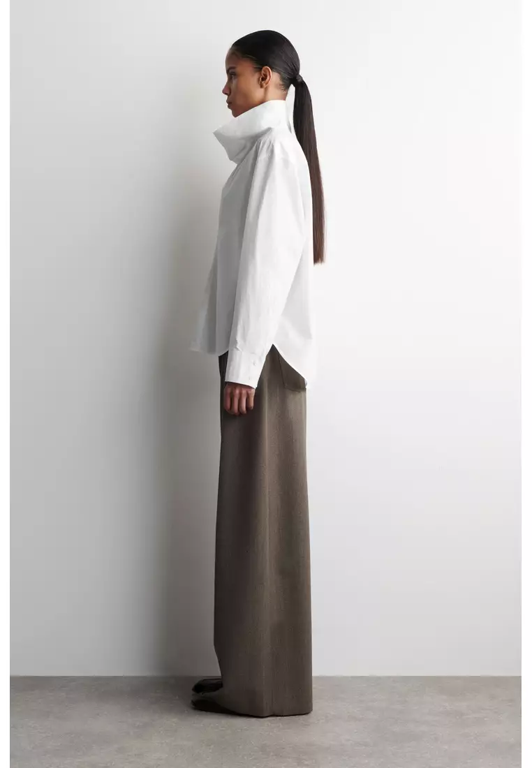 FUNNEL-NECK COTTON SHIRT