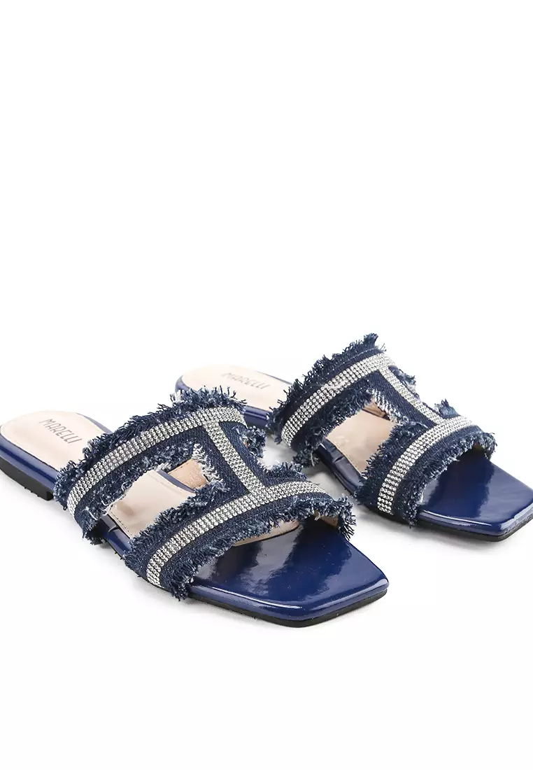 Siera Sandal wanita Flat Teplek - Navy blue