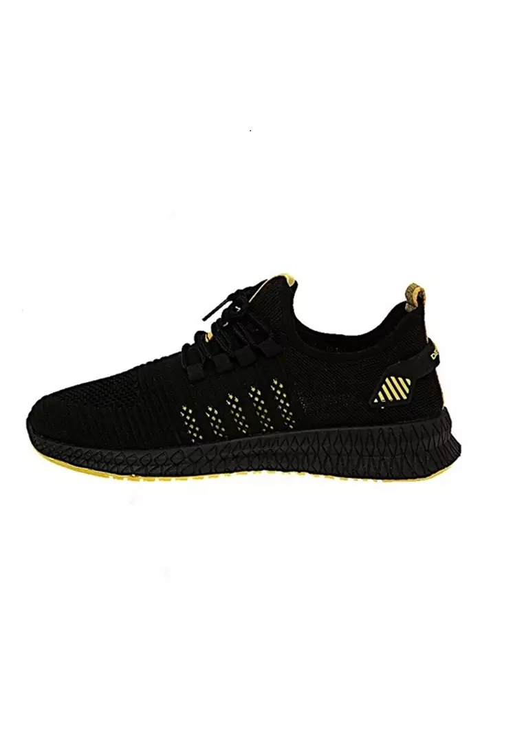 Chayton Sepatu Olahraga Pria Kasual Running Sport Material Flyknit Mesh ORIGINAL - Black Yellow