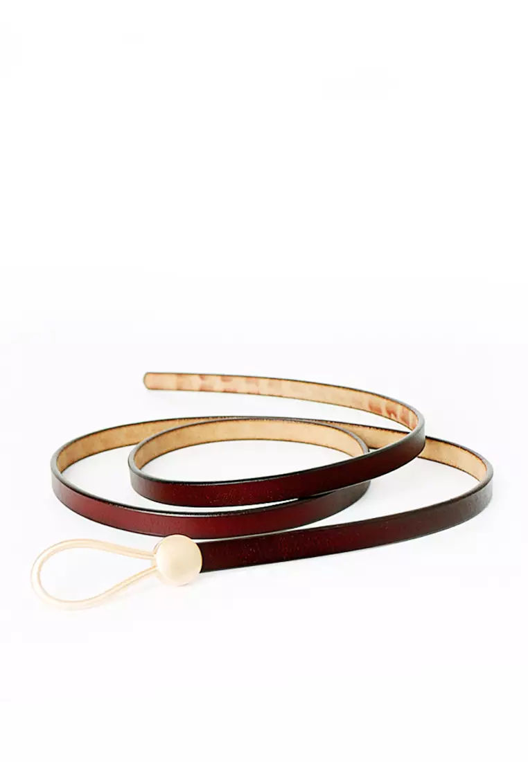 Skinny Wrap Leather Belt - Tan