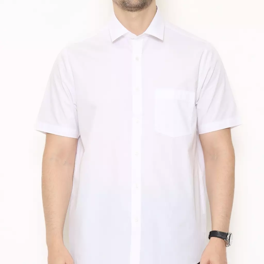 LAWELL DESMOND-MSRF Kemeja Formal Pria Putih Lengan Pendek Regular Fit Polyester Cotton