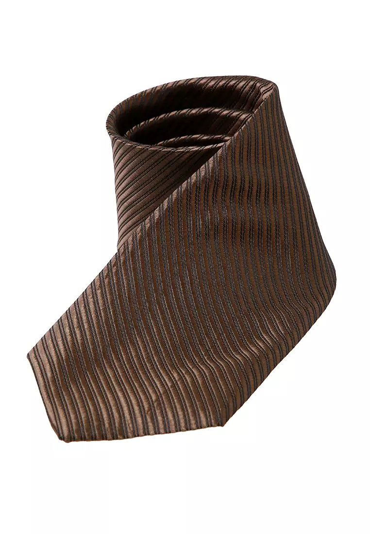 Ocean Dasi Pria Garis Long Line Tie Man Neckwear Aksesoris Fashion Material Polyester ORIGINAL - Brown
