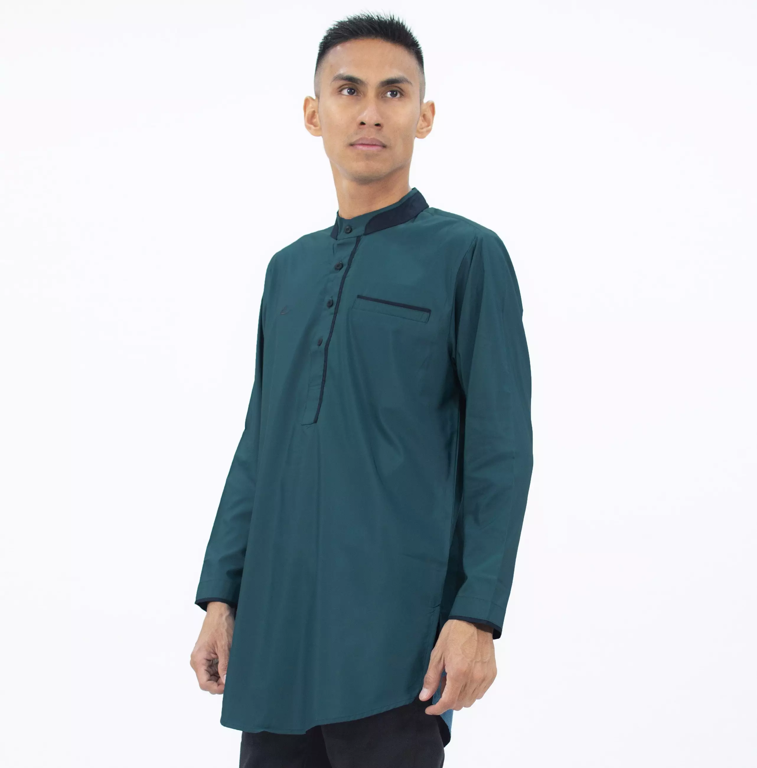 DHABI Busana Lebaran Pria Kemeja Lebaran Baju Muslim Casual Pria Kemeja Koko - TOSKA
