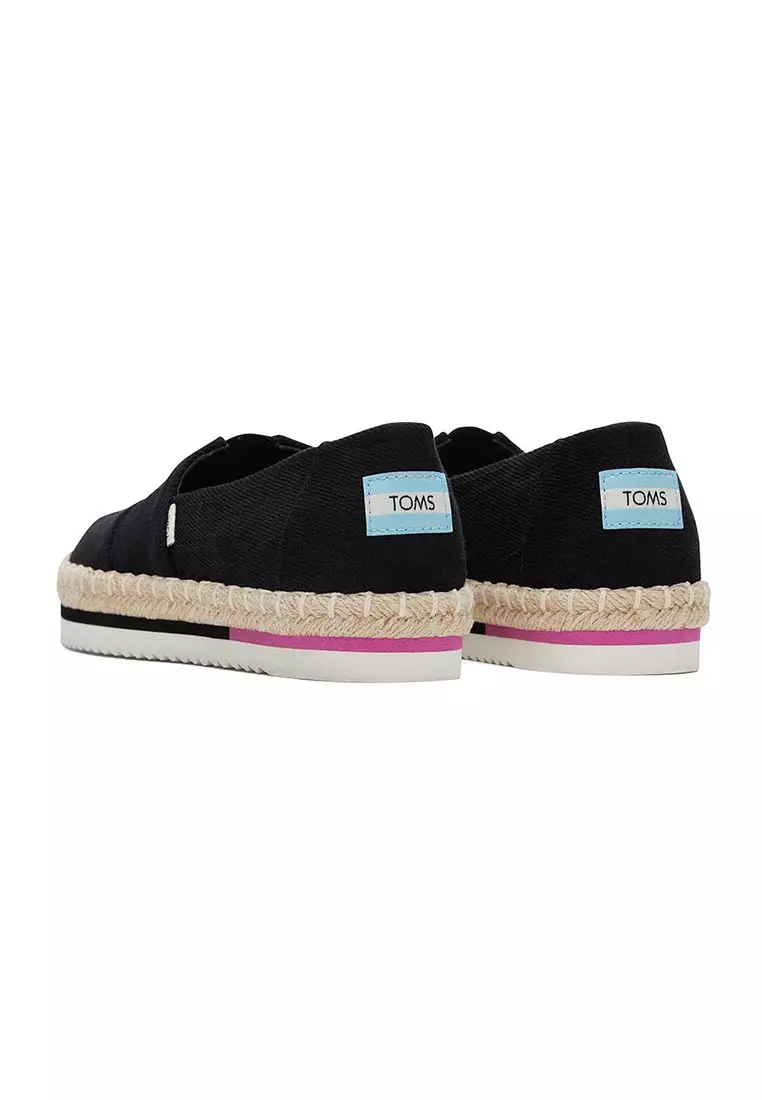 Women Alpargata Platform Rope Black Heavy Twill Shoes