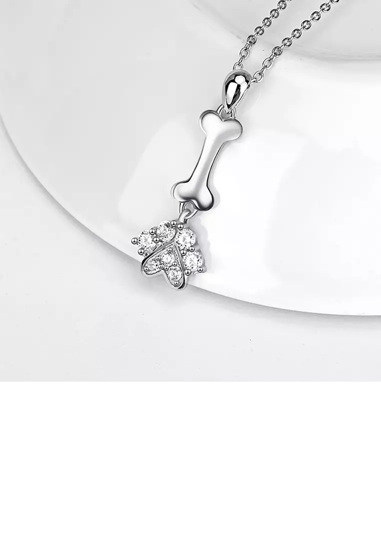 White gold dog paw necklace online