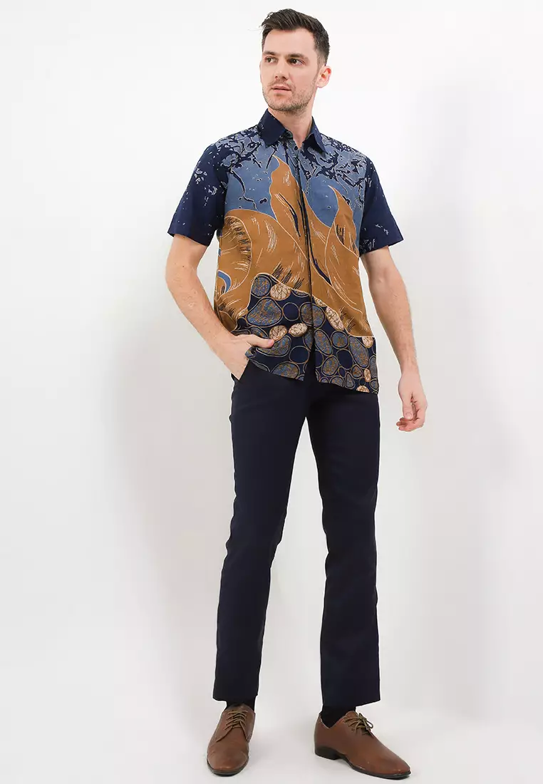 Batu Kemeja Batik Premium Pria Casual Modern Lengan Pendek
