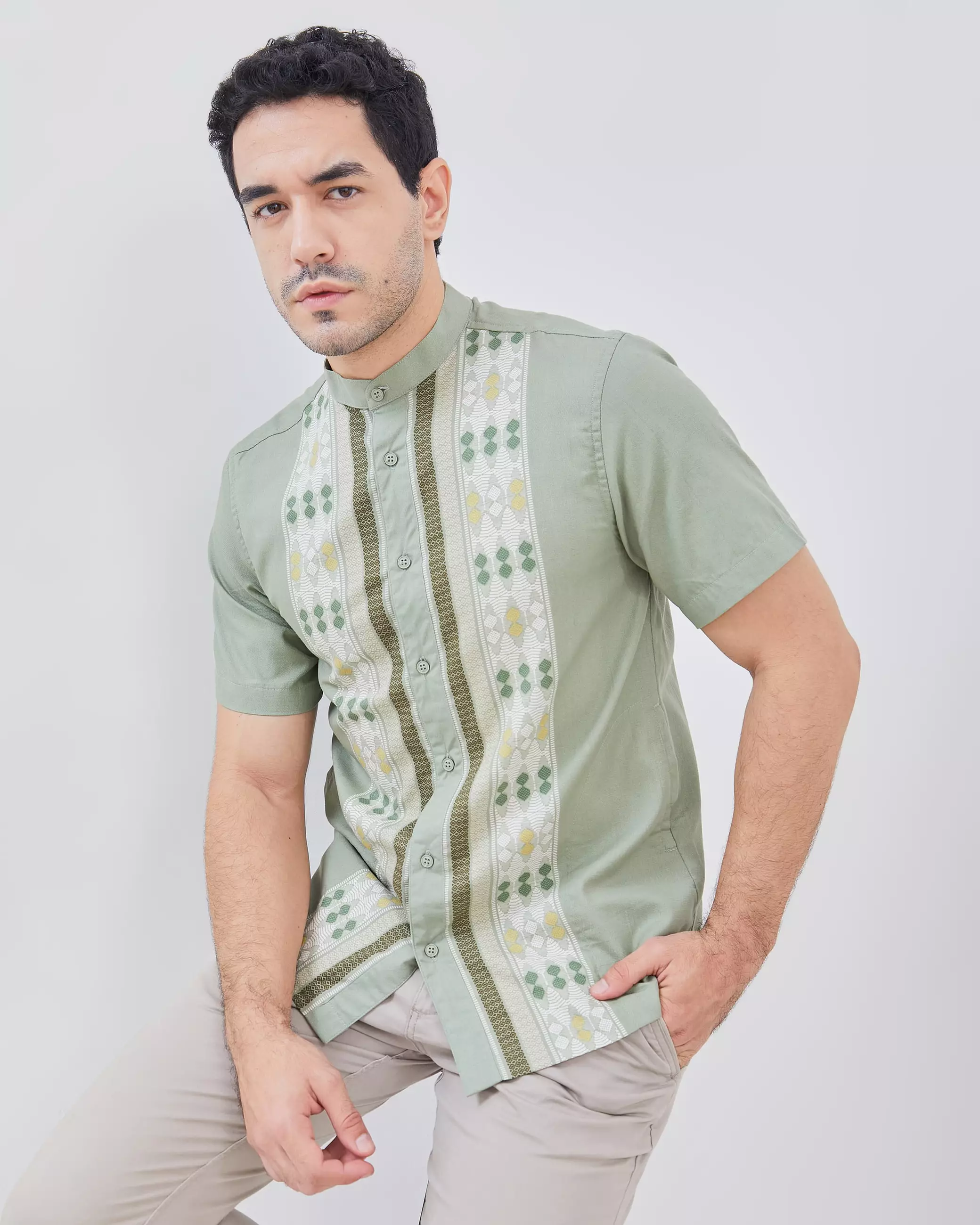 AMK Kemeja Koko Pria Lengan Pendek KK Rashad S/s Sage