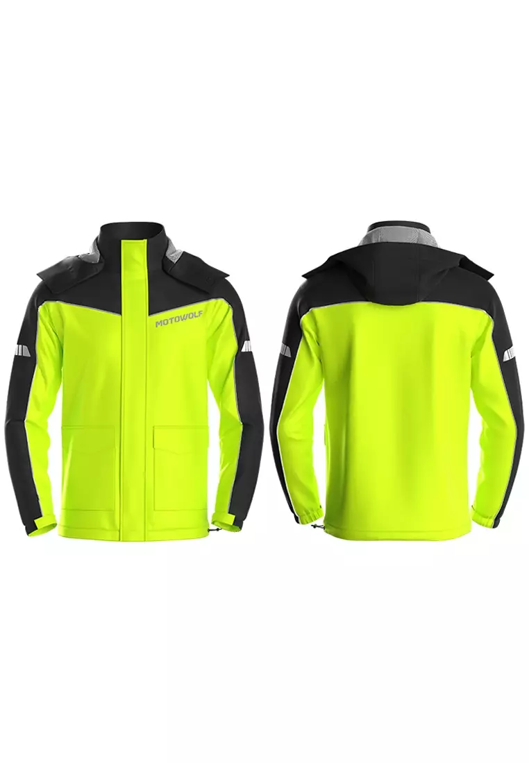 Motowolf MDL0403B 100D Satin Raincoat Jacket And Pants - Neon Green/Black
