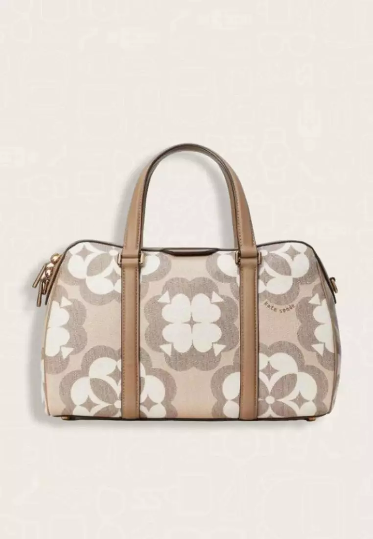 Kate Spade Flower Monogram Eleanor Medium Satchel Natural Multi