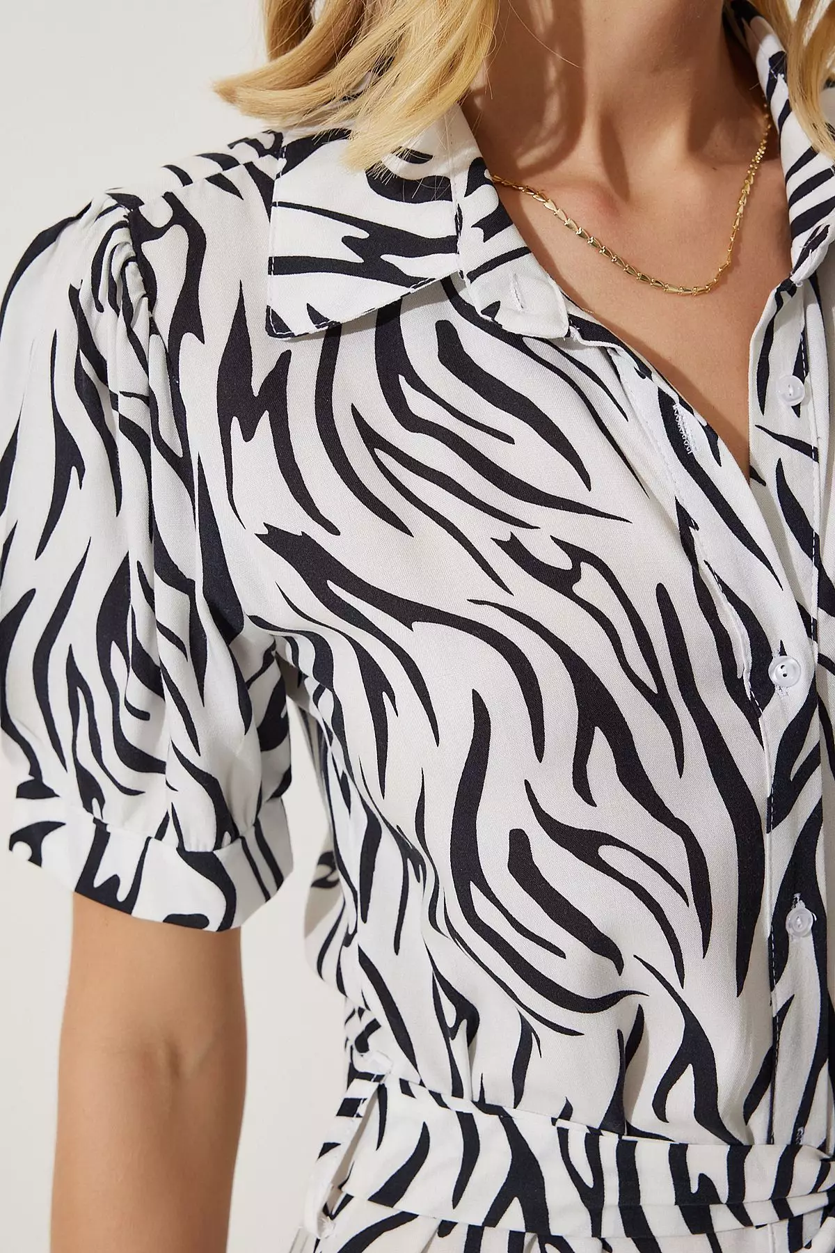 Viscose Pattern Midi Shirt Dress