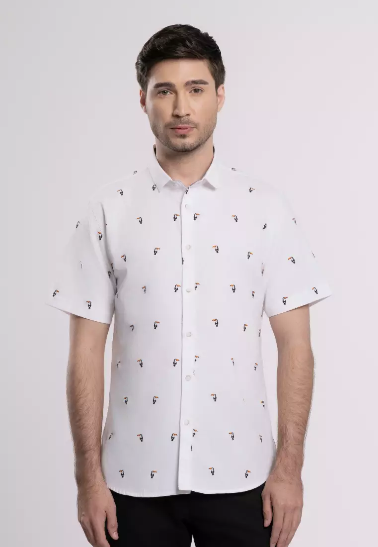 MOC Kemeja Lengan Pendek Pria GODRIC-WHITE