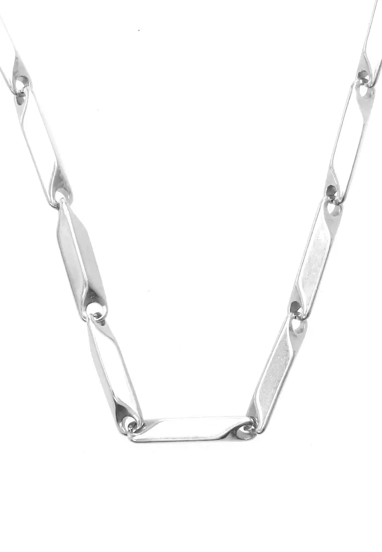 Ainsley Aksesoris Fashion Pria Wanita Necklace Desain Rantai Padi Material Titanium ORIGINAL - White