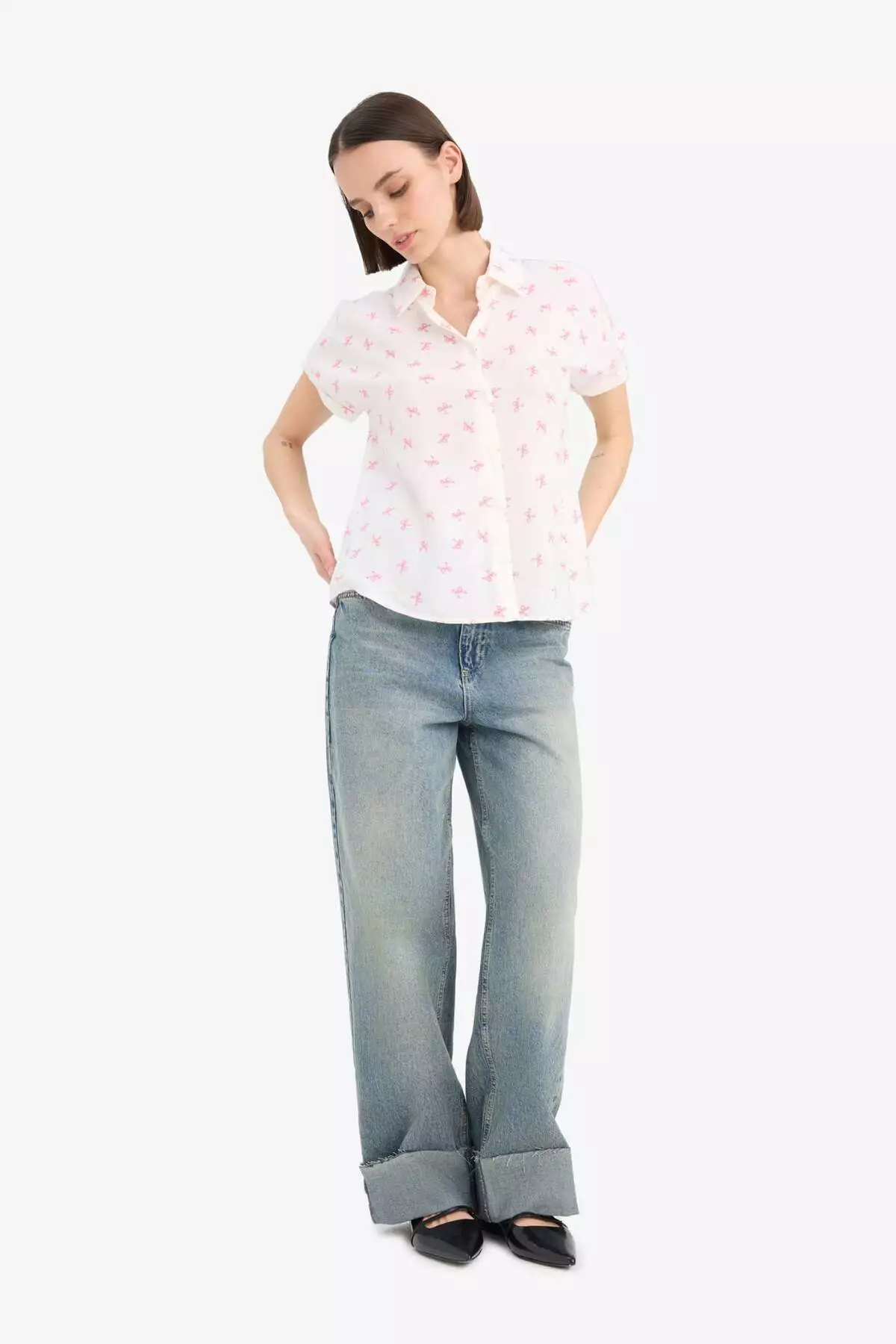 Cool Patterned Viscose Short Sleeve Shirt Z1661Az25Sp