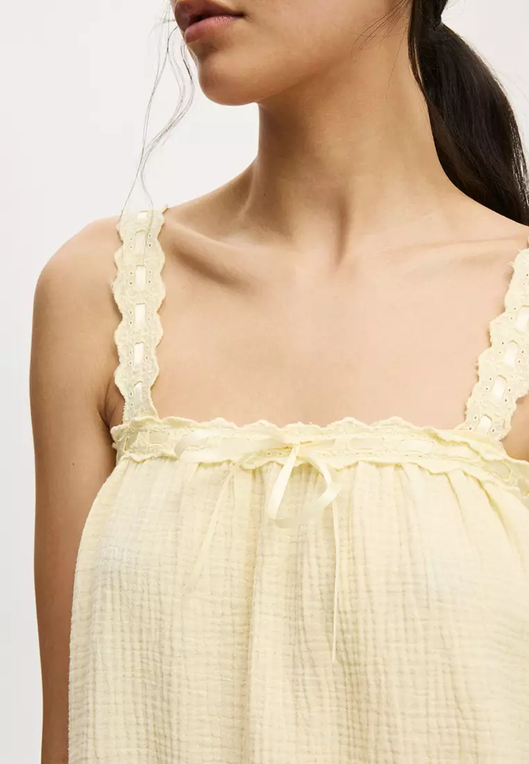 Lace Trim Babydoll Cami Set