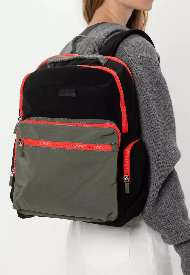 Colour Block Nylon Large Backpack