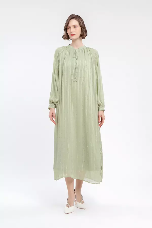 MINIMAL - Jenny - Gaun Sifon Plumeti - Green Colour Green_Light