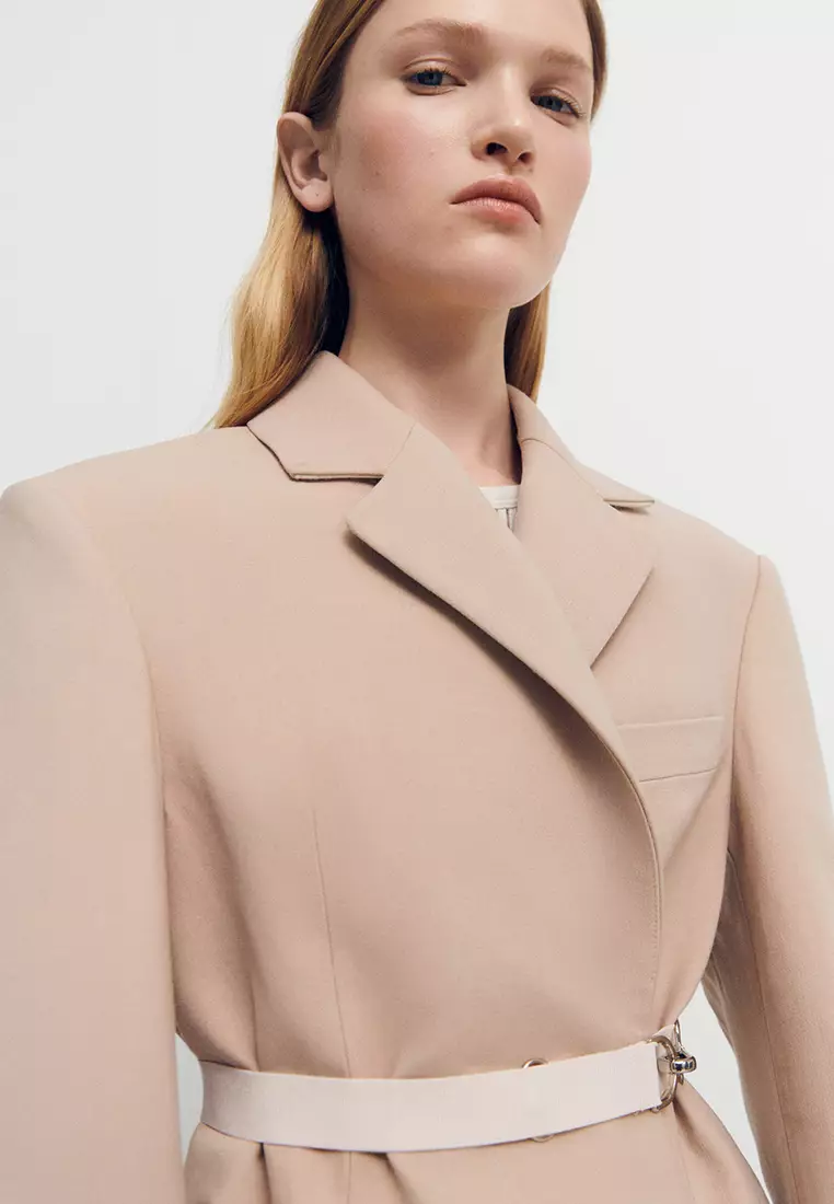 Structured Double Fabric Coat with Belt