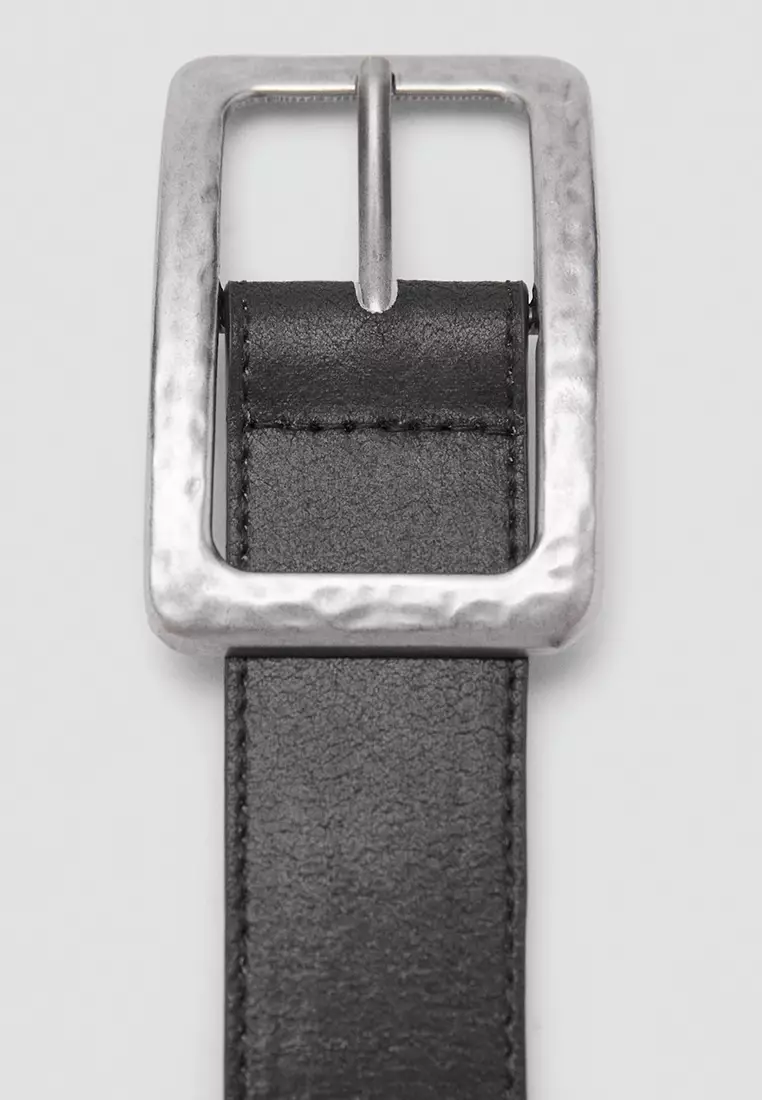 Textured Square Buckle Belt