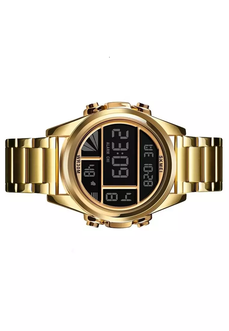 Jam Tangan Kasual Premiun Digital Pria Waterproof Strap Tali Material Stainless Steel BG77 ORIGINAL