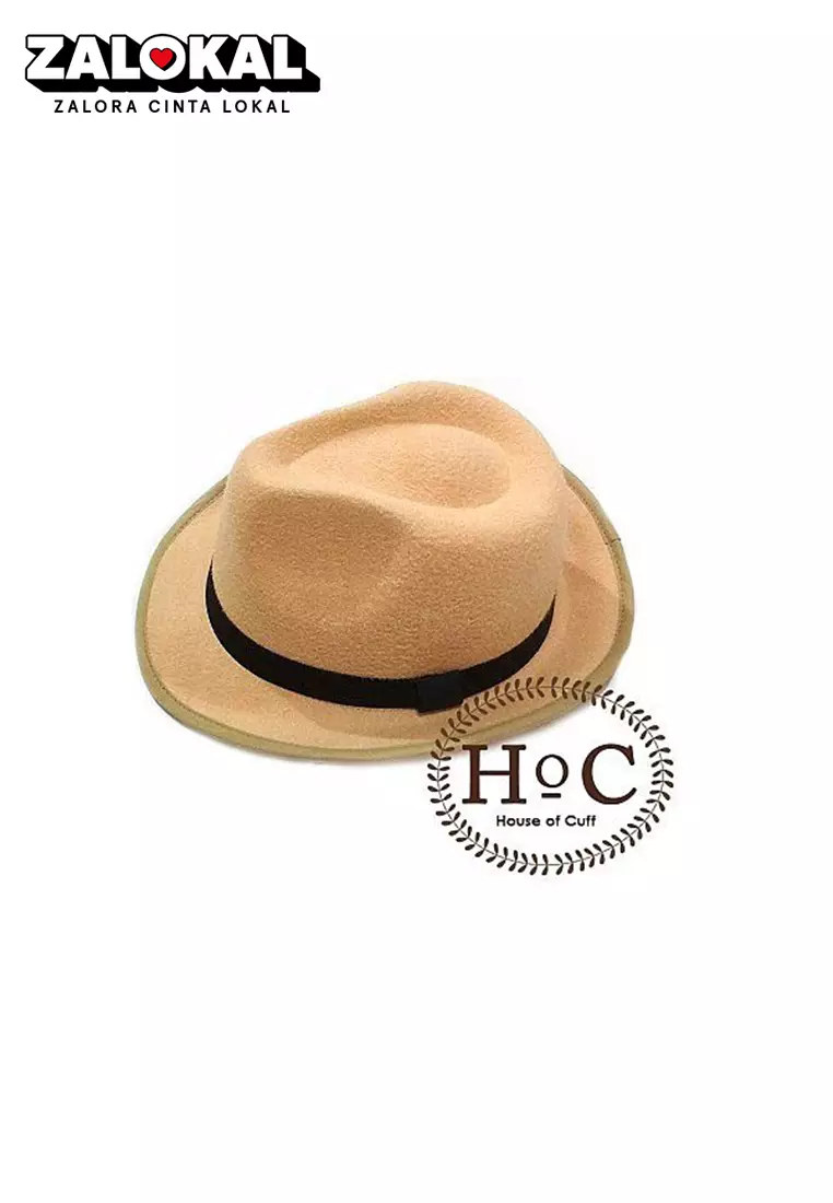 Topi Fedora Hat Laken Krem