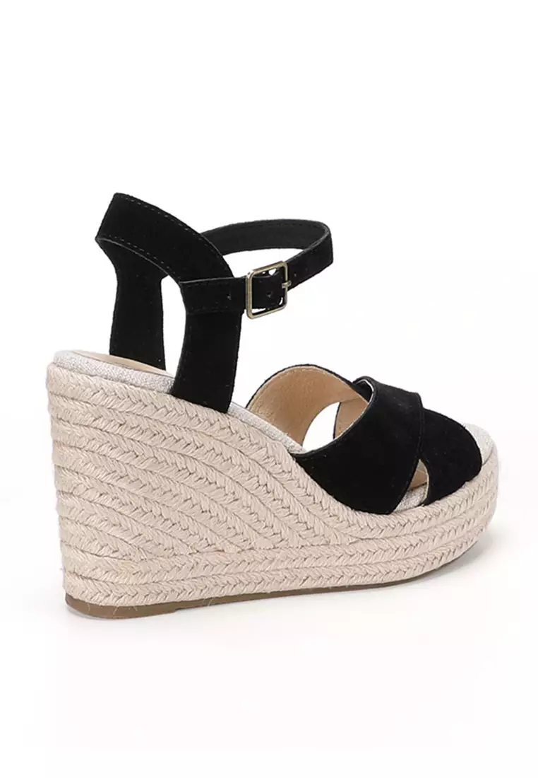 11CM Cow Suede Cross Strap Wedge Sandals HB2024128648