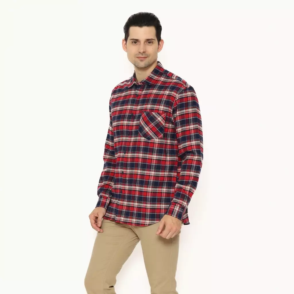 AMK Kemeja Pria Flannel Lengan Panjang SHF RYUU L/S Red
