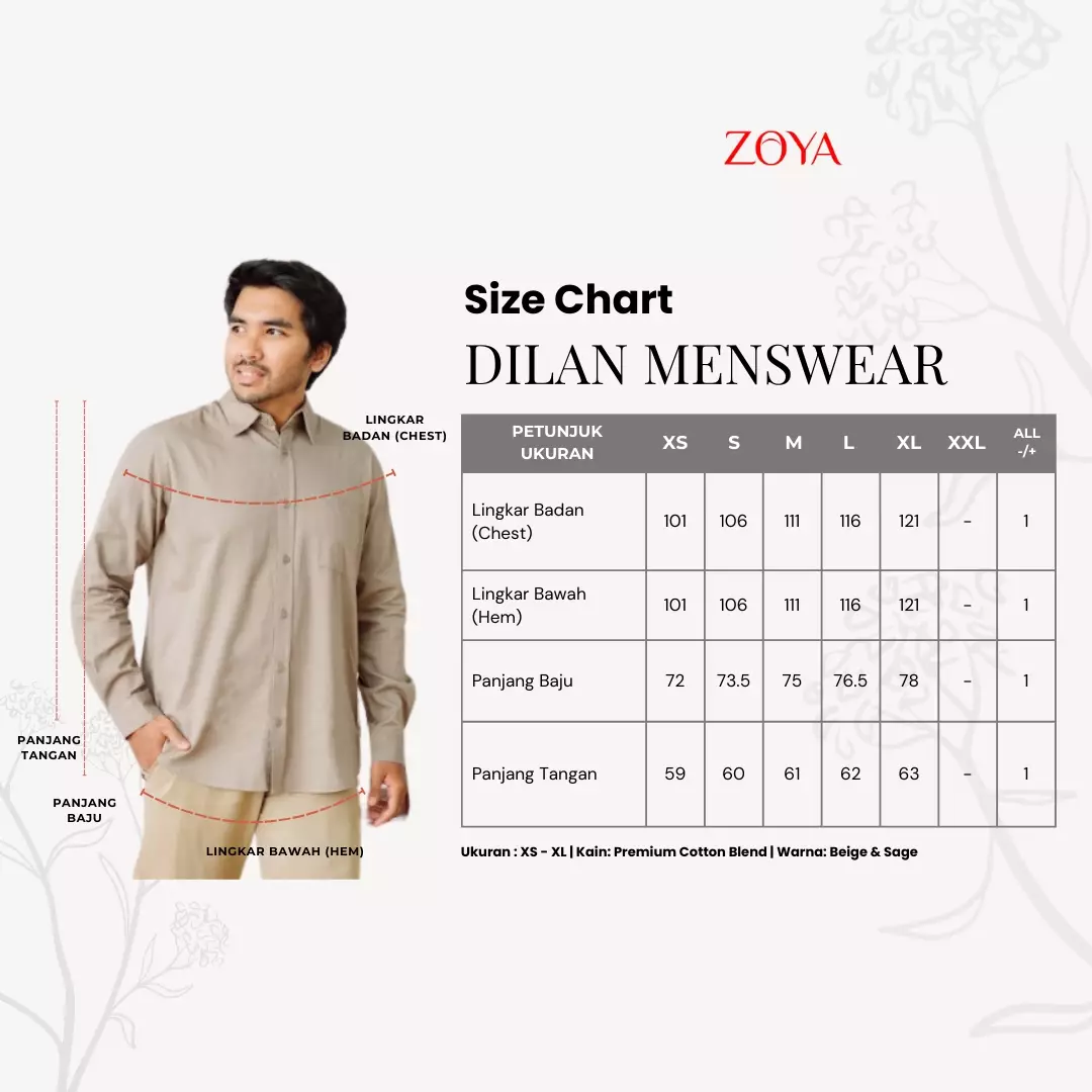 DILAN Menswear Sage - Baju Koko Pria Lengan Panjang - Bahan Premium Cotton Blend