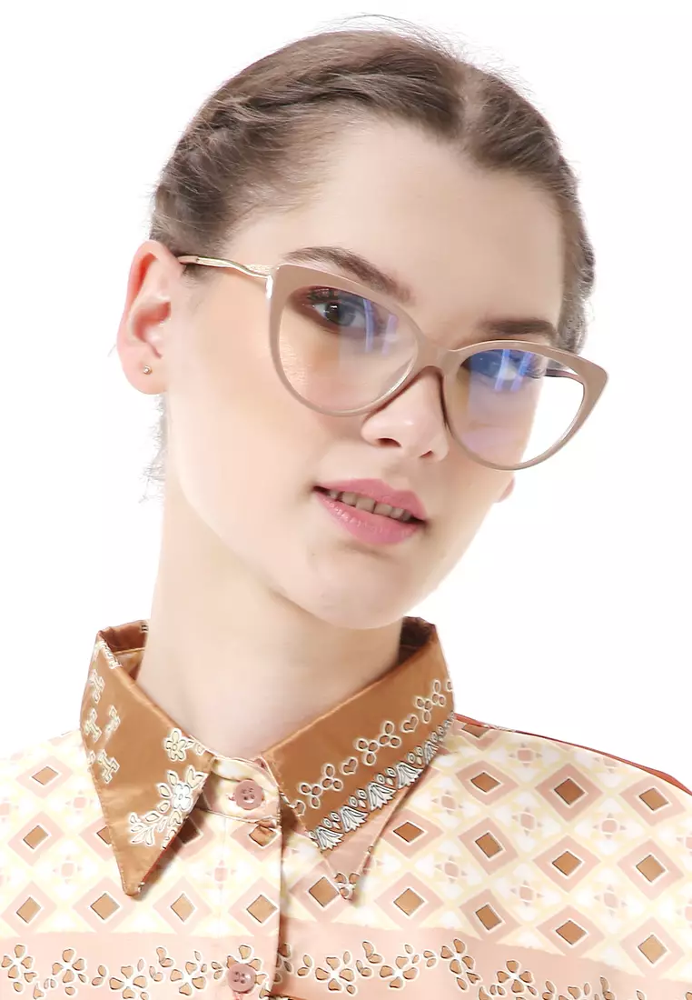 Kiano Kacamata Wanita Anti Radiasi Glasess Frame Material Plastic ORIGINAL - Cream