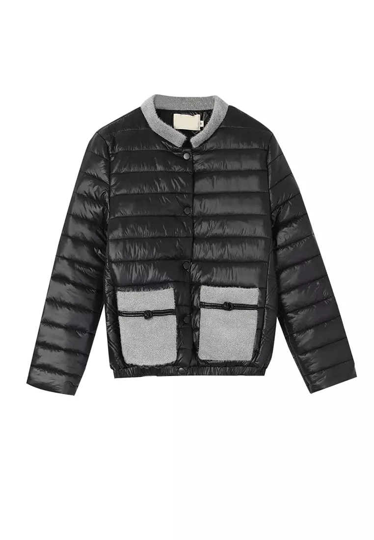 Buy Its Me Black Stand Up Collar Puffer Jacket 2023 Online
