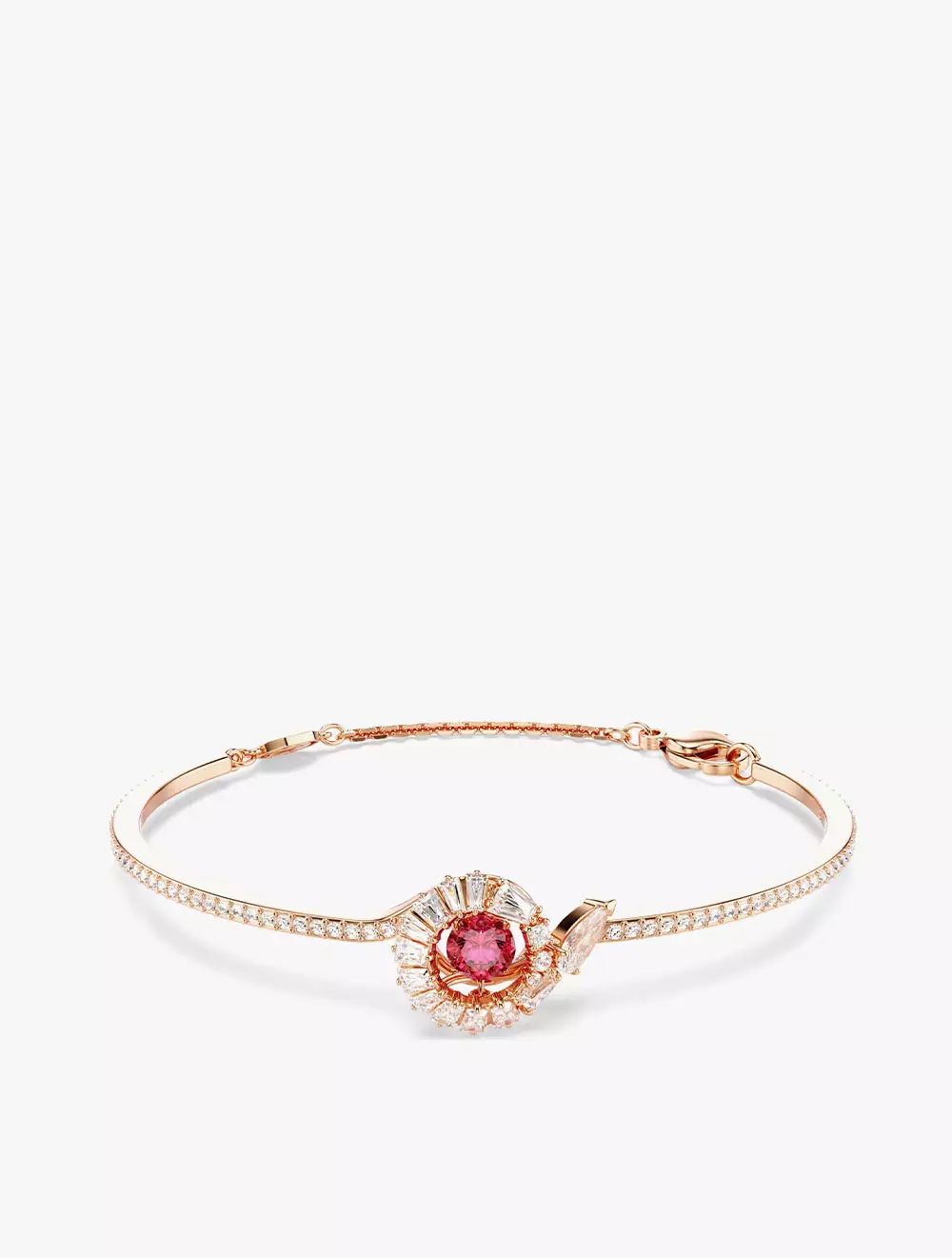 Snake Bangle, Mixed Cuts, Year Of The Snake, Red, Rose Gold-Tone Plated - Red