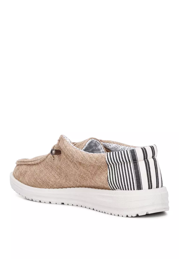 Sepatu Flatform Pria dengan Tali Serut Warna Beige