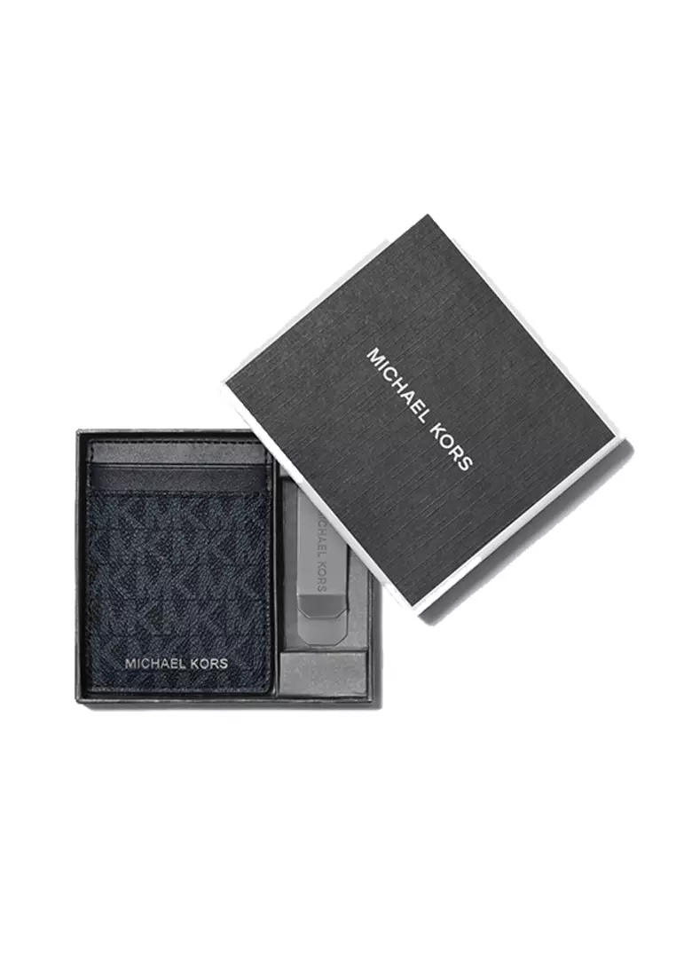 Michael Kors Money Clip Card Case In Gifting Box Set Pale Blue