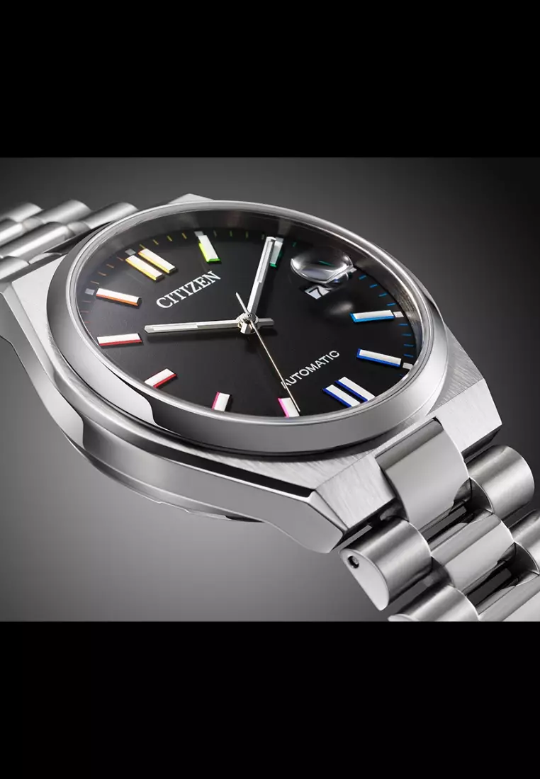 Citizen 西鉄城 TSUYOSA 系列黑色錶盤不銹鋼錶帶自動機械商務男士腕錶 NJ0151-53E