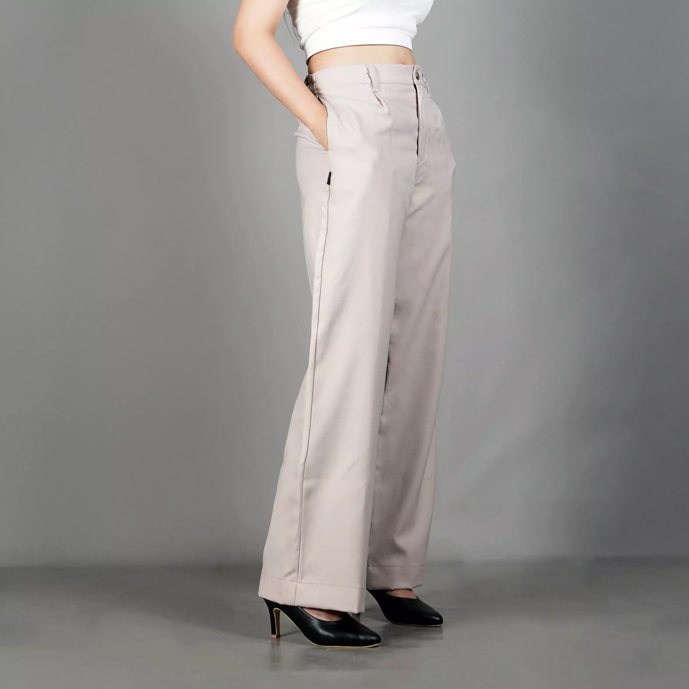 NOVI Celana Panjang Wanita Celana Kulot Celana Kerja Wanita - KREM