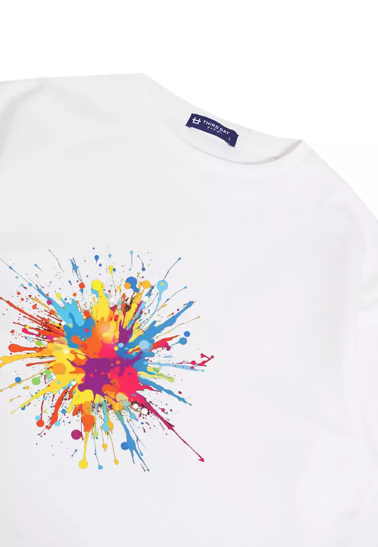 MTP82 kaos oversize art abstrak aesthetic bahan tebal scuba colorful splat putih