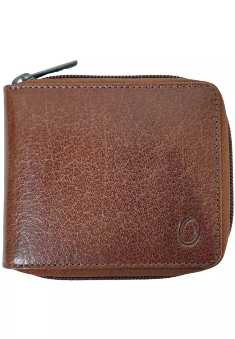 Wallet Men Brown -Zip around Wallet -RFID - Full Grain Leather Wallet - brown Wallet - SD06 Oxhide
