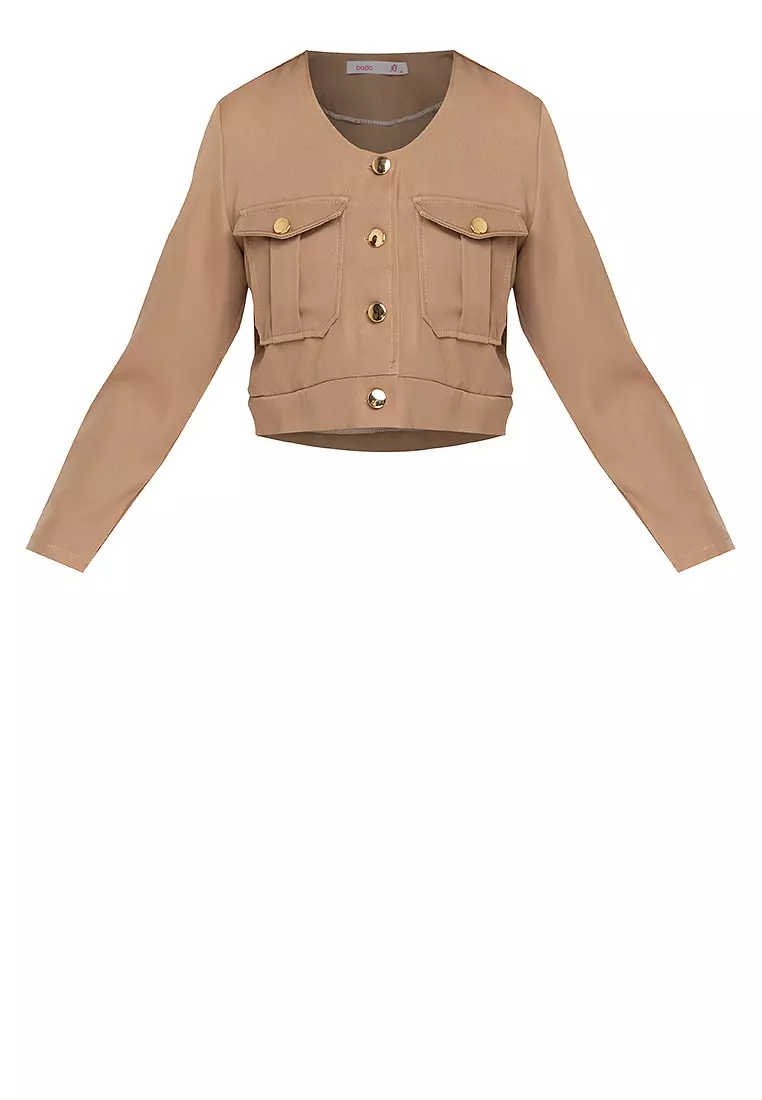 Layken Collarless Button Down Jacket